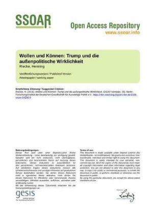 Wollen und Können: Trump und die außenpolitische Wirklichkeit