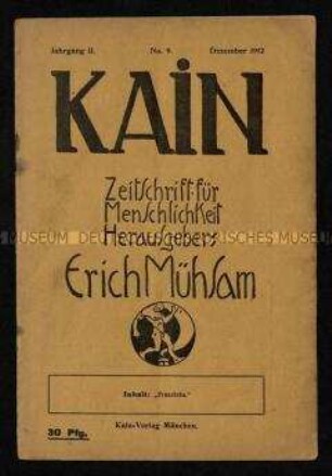 Zeitschrift Kain, 2. Jg. 1912, Nr. 9
