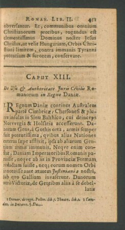 Caput XIII. De Usu et Authoritate Juris Civilis Romanorum in Regno Daniae.
