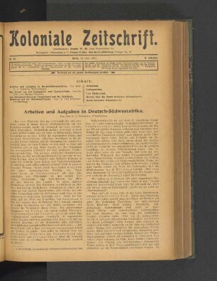 Nr. 20. Berlin, 12. Mai 1911. 12. Jahrgang.