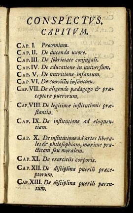Conspectus. Capitum.