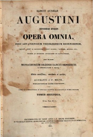 Sancti Aurelii Augustini, Hipponensis episcopi, opera omnia. 2