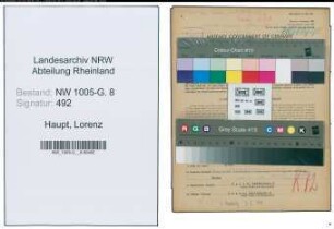 Entnazifizierung Lorenz Haupt , geb. 02.07.1901 (Kaufmann)