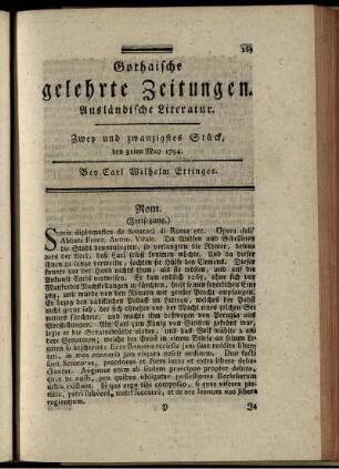 Zwey und zwanzigstes Stück, den 31ten May 1794.