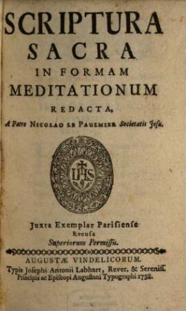 Scriptura Sacra In Formam Meditationum Redacta