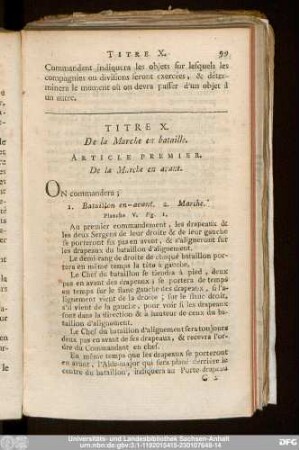 Article Premier. De la Marche en avant.