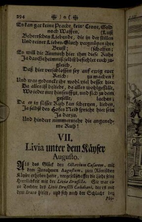 VII. Livia unter dem Käyser Augusto.