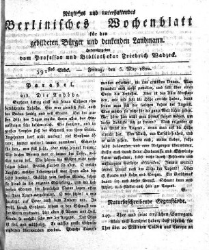 592stes Stueck, Freitag, den 5. May 1828