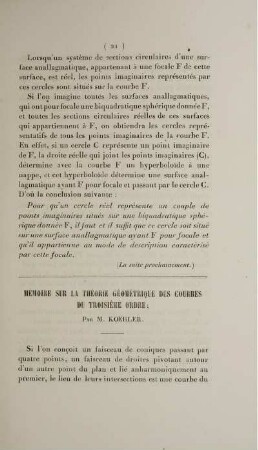 Mémoire sur la théorie géométrique des courbes du troisiéme ordre.