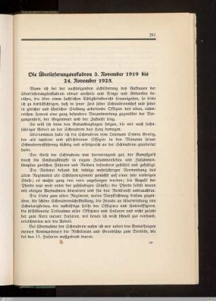 Die Überlieferungseskadron 3. November 1919 bis 24. November 1925