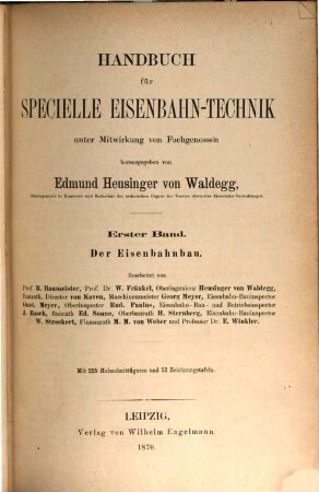 Handbuch für specielle Eisenbahn-Technik. 1[,1], Der Eisenbahnbau