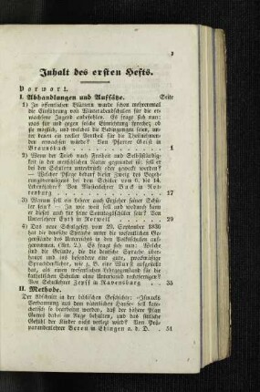 Inhalt des ersten Hefts
