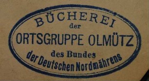 Stempel / Bund der Deutschen Nordmährens / Ortsgruppe Olmütz / Bücherei