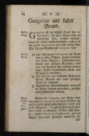 Gangrène und kalter Brand.