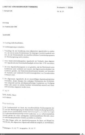 Antrag der CDU: Agrarkredit