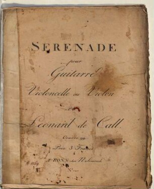 Sérénade pour guitarre, violoncelle ou violon : oeuvre 99