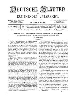 Schillers Briefe über die ästhetische Erziehung des Menschen : (Fortsetzung)