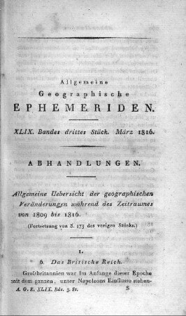 Drittes Stück März 1816