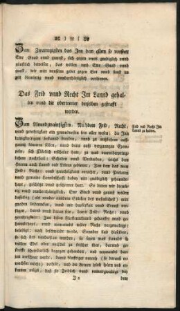 Das Frid unnd Recht Im Lannd gehalten unnd die obertretter derselben gestrafft werden