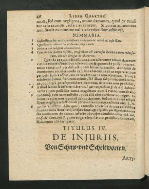 Titulus IV. De Iniuriis. Von Schme- und Scheltworten.