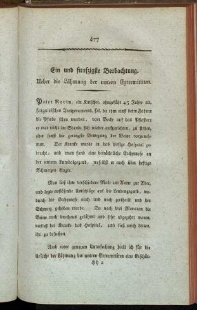 Ein und funfzigste Beobachtung. Ueber die Lähmung der untern Extremitäten.