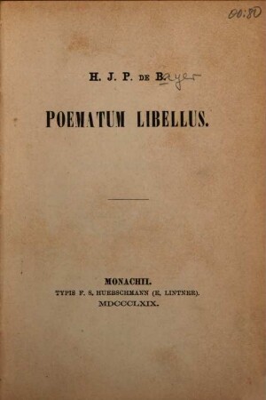 Poematum libellus : [Poemata]