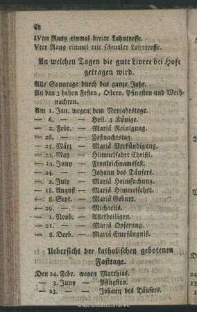 Uebersicht der katholischen gebotenen Fasttage