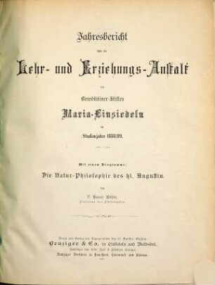 Die Natur-Philosophie des hl. Augustin