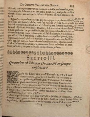 Sectio III. Quotuplex est voluntas Divina, & an semper impleatur?