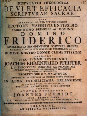 Dispvtatio theologica De vi et efficacia Scriptvrae Sacrae