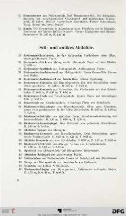 Stil- und antikes Mobiliar (Nr. 75-153)