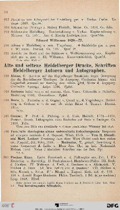 Alte und seltene Heidelberger Drucke, Schriften Heidelberger Autoren und Autographen (Nr. 262-292)