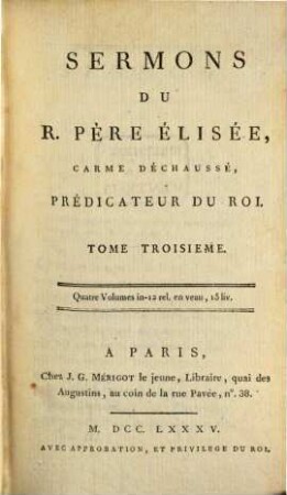 Sermons, Tome Troisième