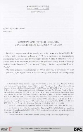 50: Konserwacja trzech obrazów z pojezuickiego kościoła w Łucku