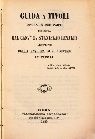 Guida a Tivoli divisa in due parti