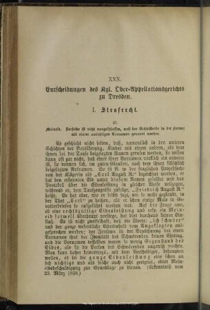 XXX. Entscheidungen des Kgl. Ober-Appellationsgerichts zu Dresden