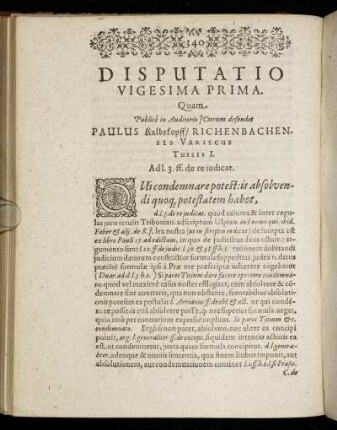 Disputatio Vigesima Prima