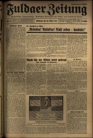 Ausgabe vom Mittwoch, den 30. März 1938.