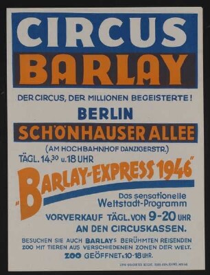 Circus Barlay - Barlay Express, Berlin, 1946