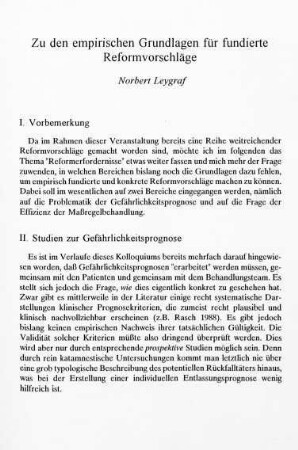 199-204, Zu den empirischen Grundlagen für fundierte Reformvorschläge