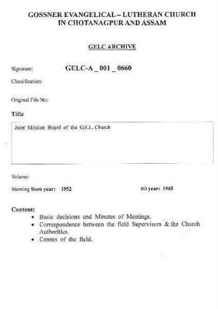 Joint Mission Board of the G.E.L. Church