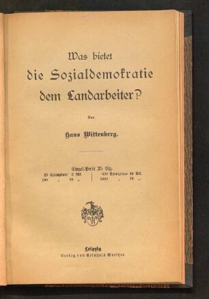 Was bietet die Sozialdemokratie dem Landarbeiter?