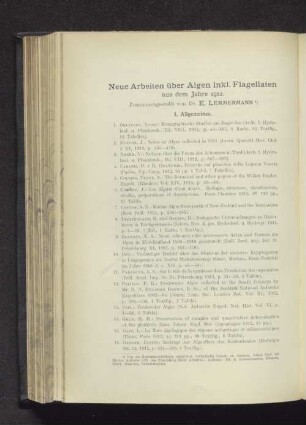 Neue Arbeiten über Algen inkl. Flagellaten aus dem Jahre 1912.