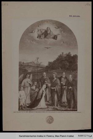 Christus mit der heiligen Katharina von Siena und Heiligen - Christus setzt der hl. Katharina v. Siena die Dornenkrone auf, Hl. Petrus, Andreas, Paulus, Erzengel Raphael mit Tobias, hl. Maria Magdalena, Gottvater, Hl. Geist, sieben Cherubim