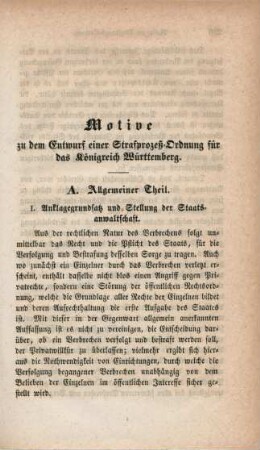 Motive zu dem Entwurf einer Strafprozeß-Ordnung für das Königreich Württemberg.