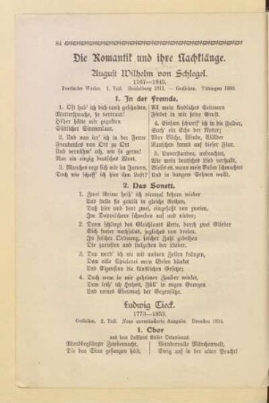 Die Romantik und ihre Nachklänge