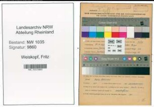 Entnazifizierung Fritz Weiskopf , geb. 21.04.1897 (Techniker)
