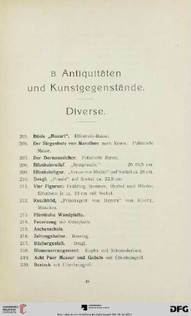 B. Antiquitäten und Kunstgegenstände