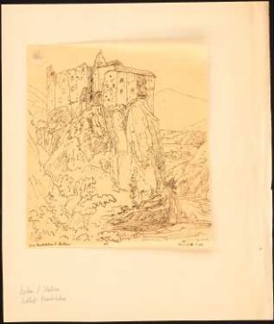 Schloss Runkelstein, Bozen: Durchzeichnung: Perspektivische Ansicht, nach der Illustrirten Zeitung, 1874, S. 400
