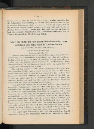 Ueber die Methoden der gerichtlich-chemischen Ausmittelung von Alkaloiden in Leichtentheilen.